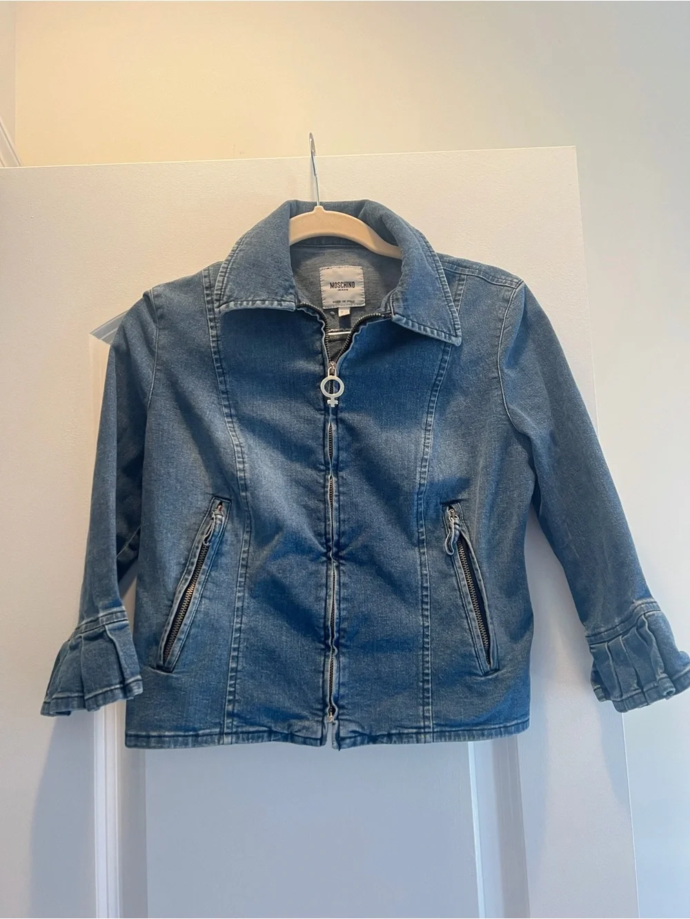 Moschino Blue Denim Zip-Front Jacket Vintage - Picture 3 of 12